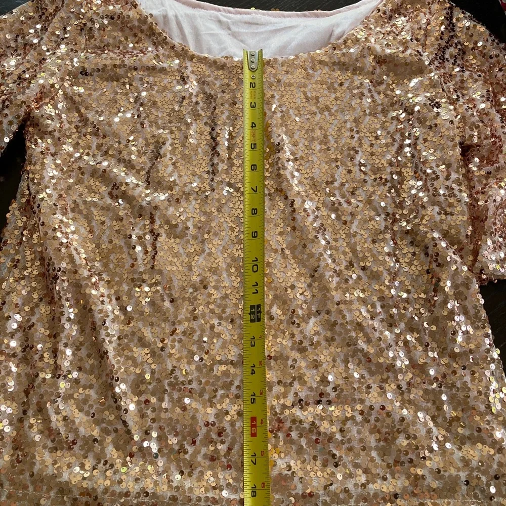 Rose Gold Sequin Women's Blouse - Sparkle Boatneck Top